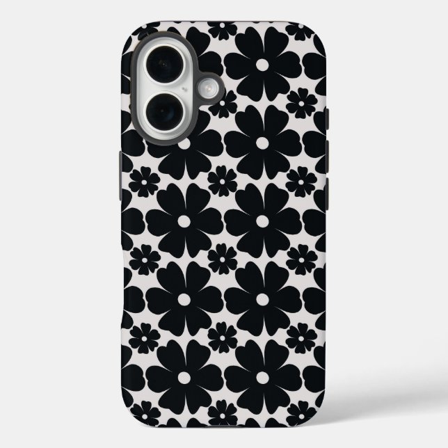 Minimalist black & white daisy pattern Case-Mate iPhone hülle (Rückseite)