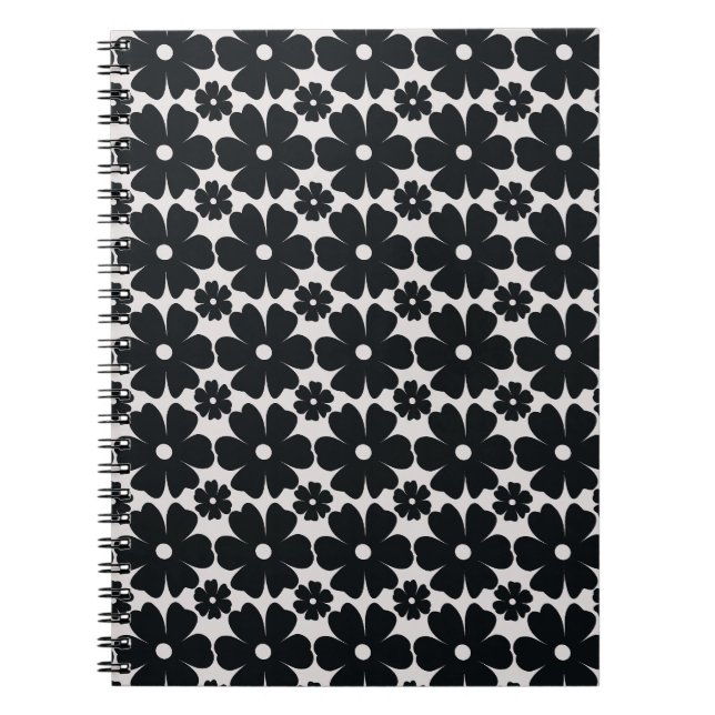 Minimalist black & white daisy pattern notizblock (Vorderseite)