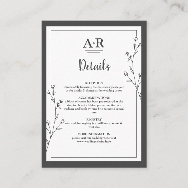 Minimalist Black & White Enclosure Card Begleitkarte (Vorderseite)