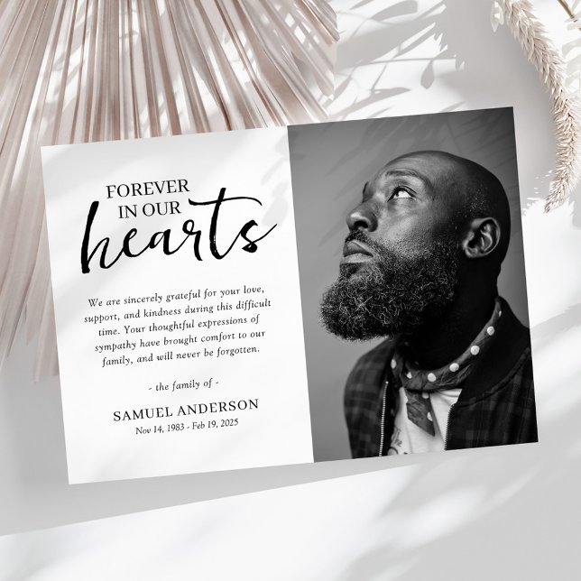 Minimalist Black & White Funeral Thank You Dankeskarte (Von Creator hochgeladen)