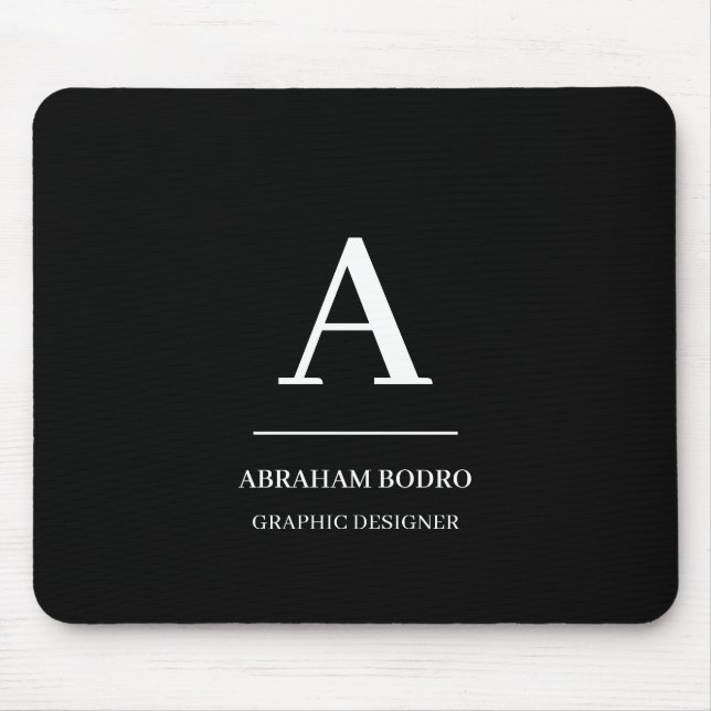 Minimalist Black White Modern Personalized  Mousepad (Vorne)