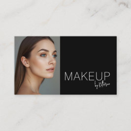 Minimalist Black White Photo Makeup Business Card Visitenkarte
