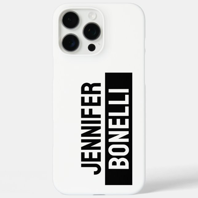 Minimalist Black & White Plain Elegant Modern Name Case-Mate iPhone Hülle (Rückseite)