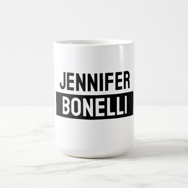 Minimalist Black & White Plain Elegant Modern Name Kaffeetasse (Mittel)