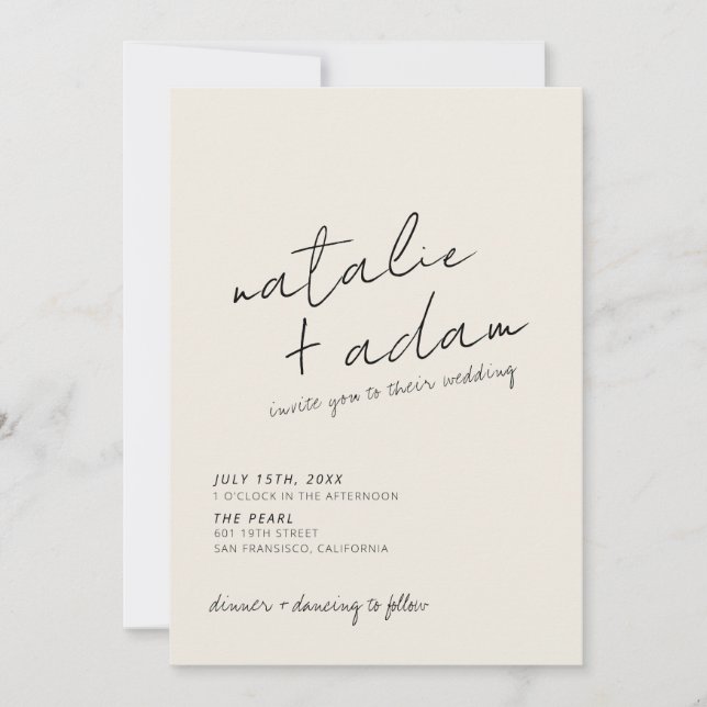 Minimalist Black & White Retro Fun Modern Wedding  Einladung (Vorderseite)