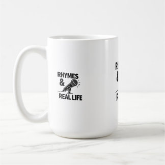 Minimalist Black & White "RHYPES & REAL LIFE"Micr Kaffeetasse