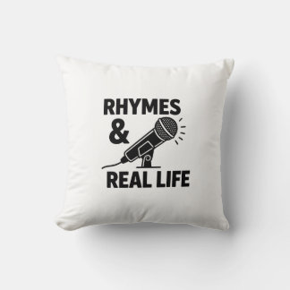 Minimalist Black & White "RHYPES & REAL LIFE"Micr Kissen