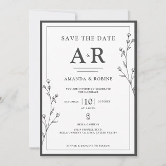 Minimalist Black & White Save The Date