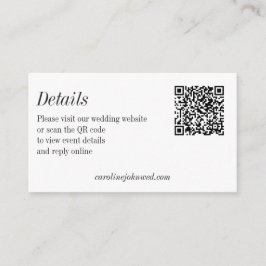 Minimalist Black White Wedding QR Code Details Begleitkarte