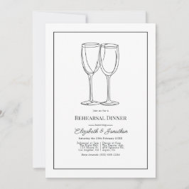 Minimalist Black & White Wedding Rehearsal Dinner Einladung