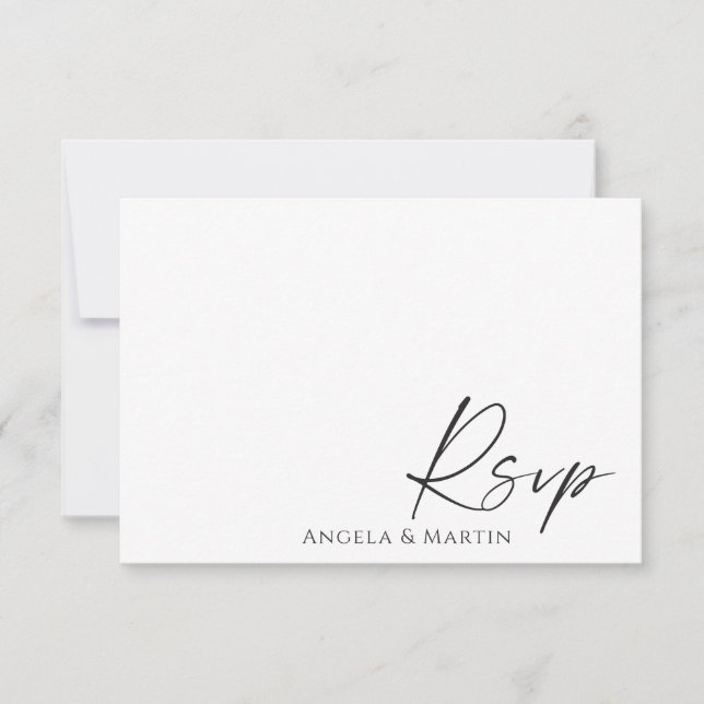 Minimalist Black White Wedding Response Card RSVP Karte (Vorderseite)