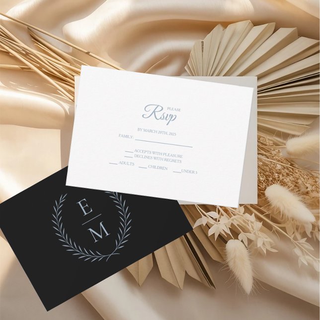 Minimalist Black With Blue Wedding RSVP Cards (Von Creator hochgeladen)