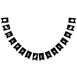 Minimalist Black With White Bunnies Happy Easter Wimpelkette