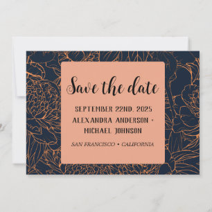 minimalist blaue Blumeneinsparung zum Datum  Save The Date