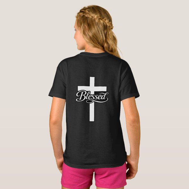 Minimalist Blessed Cross Christian Faith Design T-Shirt (Schwarz voll)