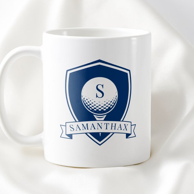 Minimalist Blue and White Modern Initial Monogram Kaffeetasse (Minimalist Blue and White Modern Initial Monogram Coffee Mug)