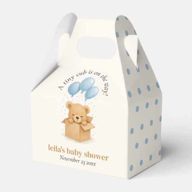 Minimalist Blue Bear Balloon Baby Shower Geschenkschachtel (Vorderseite)