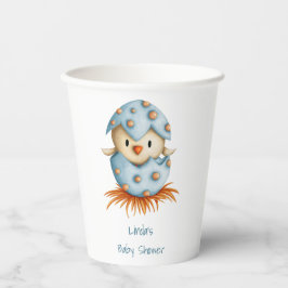 Minimalist Blue Boy Bird Hatching Baby Shower Pappbecher