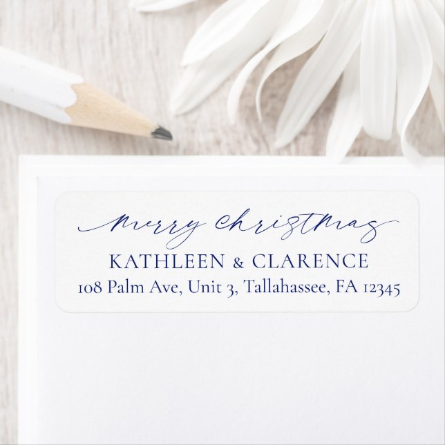 Minimalist Blue Elegant Christmas Return Address (Insitu)