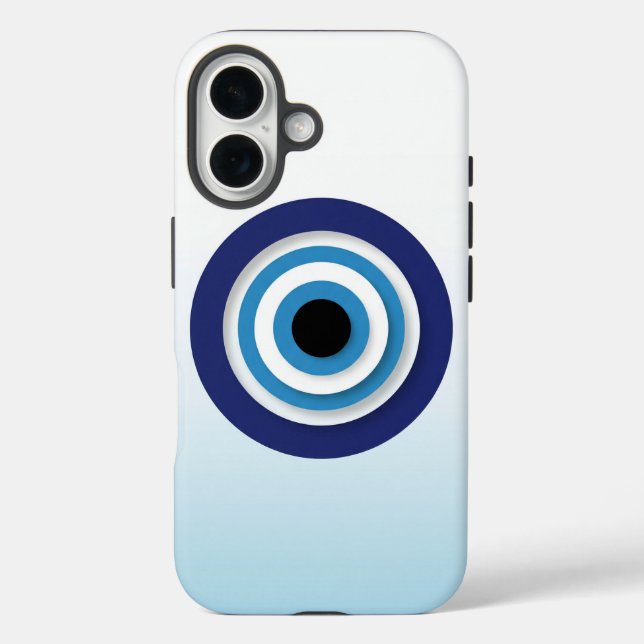 Minimalist Blue Evil Eye Icon on Pastel Background Case-Mate iPhone Hülle (Rückseite)