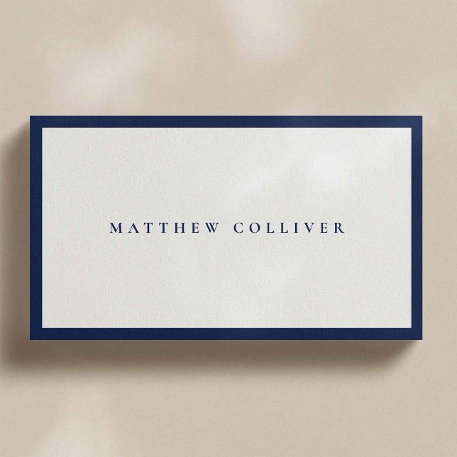 Minimalist Blue Frame Luxury Business Card Visitenkarte (Von Creator hochgeladen)