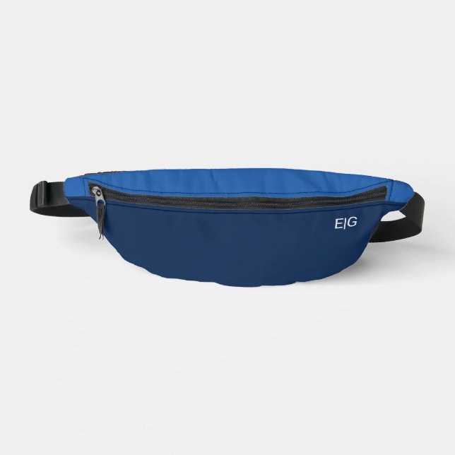 Minimalist Blue Monogram Bauchtasche (Vorderseite)