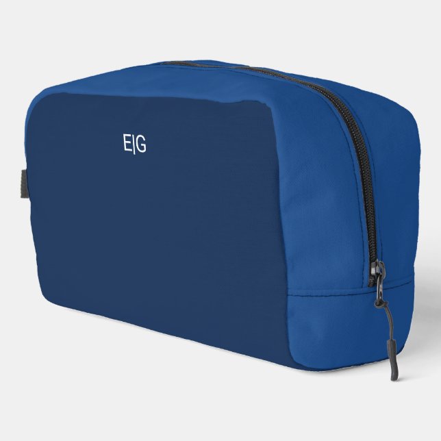 Minimalist Blue Monogram Waschbeutel (Rechte Ecke)