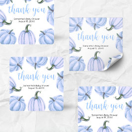Minimalist Blue Pumpkin Fall Baby Shower Quadratischer Aufkleber
