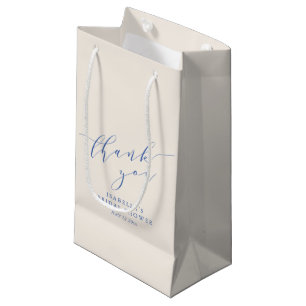 Minimalist Blue Script Hochzeitsdusche Dankeschön Kleine Geschenktüte