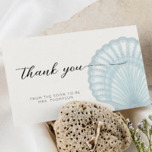 Minimalist Blue Shell  Flat Thank You Card Dankeskarte