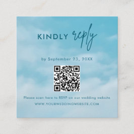 Minimalist Blue Sky Just Love Wedding RSVP Card Begleitkarte