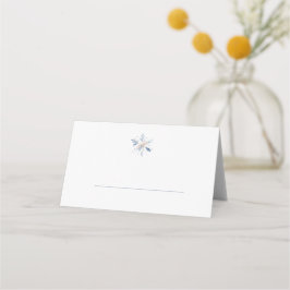 Minimalist Blue Snowflake Winter Wedding Platzkarte