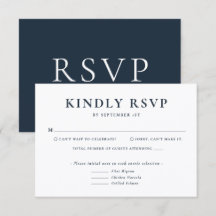 Minimalist Blue Wedding RSVP Card
