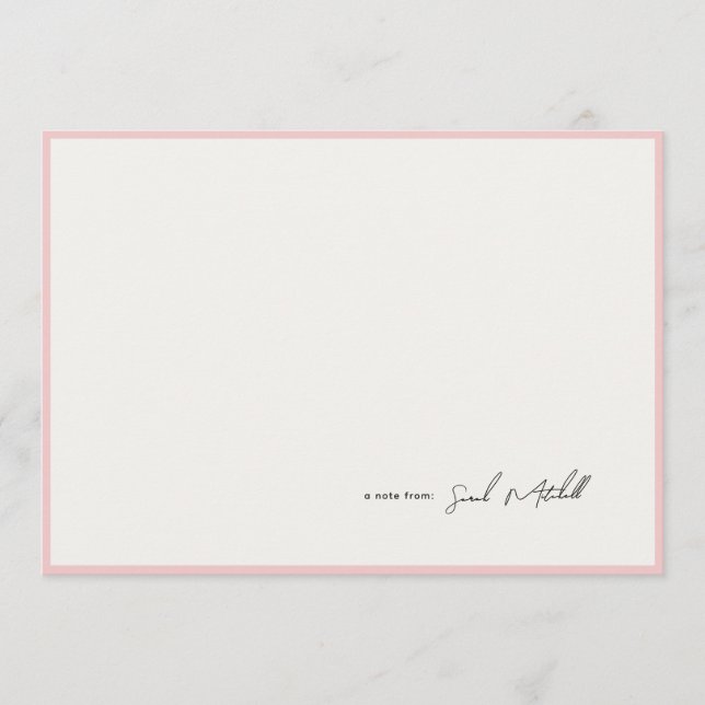 Minimalist Blush Pink Border Personalized Script Mitteilungskarte (Vorderseite)