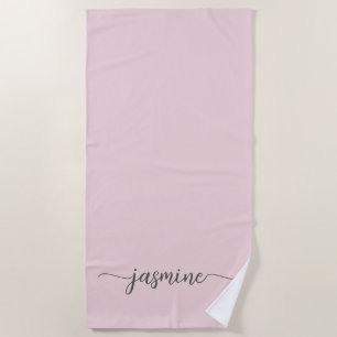 Minimalist Blush Rosa Monogramm Name Riesige Schri Strandtuch