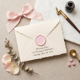 Minimalist Blush-Rosa-Schleifen-Kalligrafie-Abschl Wachssiegel Selbstklebend