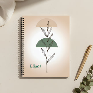 Minimalist Boho Botanical Leaves Personalized  Notizbuch
