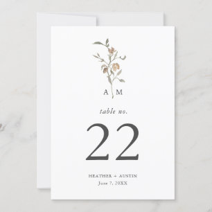 Minimalist Boho Botanicals Tischnummer