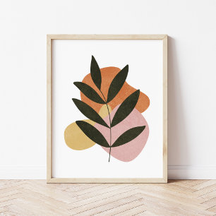 Minimalist Boho Botanische Blatt Abstrakt Formen K Poster