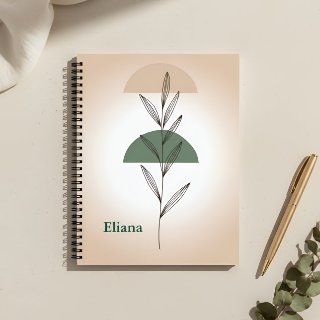 Minimalist Boho Botanische Blätter Personalisiert Notizbuch (Von Creator hochgeladen)