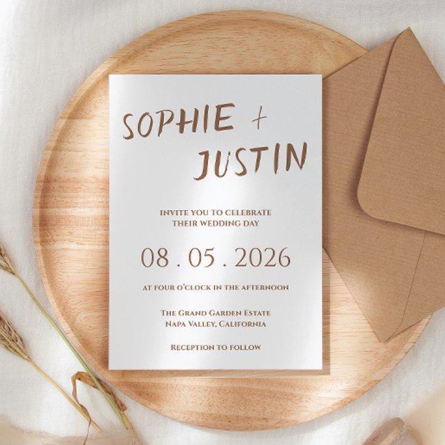Minimalist Boho Elegante Skript Hochzeit Einladung (Von Creator hochgeladen)