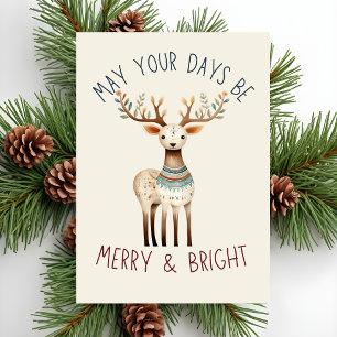 Minimalist Boho Erdtöne Süße Rentiere Weihnachten