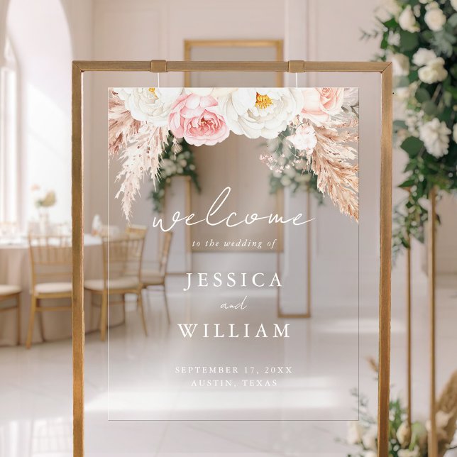 Minimalist Boho Fall Floral Wedding Welcome Acrylschild (Von Creator hochgeladen)