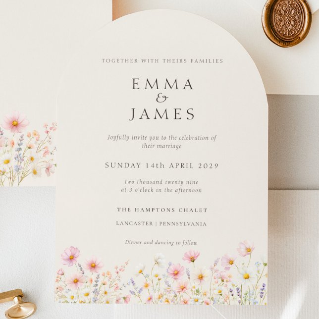 Minimalist Boho Floral Wedding Invitation Einladung (Minimalist Boho Floral Wedding Invitation)
