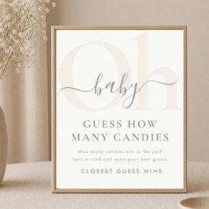 Minimalist Boho Oh Baby Shower Spiel Errate wie vi Poster