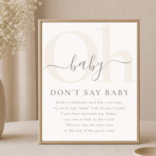 Minimalist Boho Oh Baby Shower Spiel Sag nicht Bab Poster