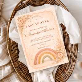 Minimalist Boho Rainbow Baby Shower Einladung