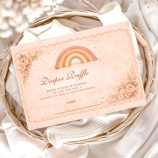 Minimalist Boho Rainbow Diapper Raffle Begleitkarte (Von Creator hochgeladen)