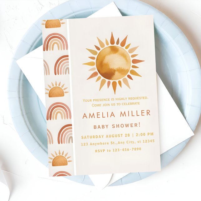 Minimalist Boho Regenbogen-Baby-Party Einladung (Von Creator hochgeladen)