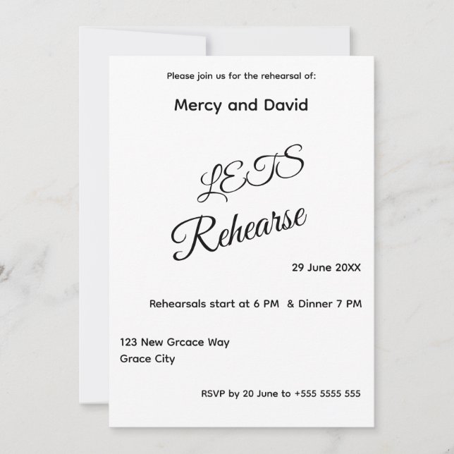 Minimalist Boho Rehearsal Invitation card (Vorderseite)